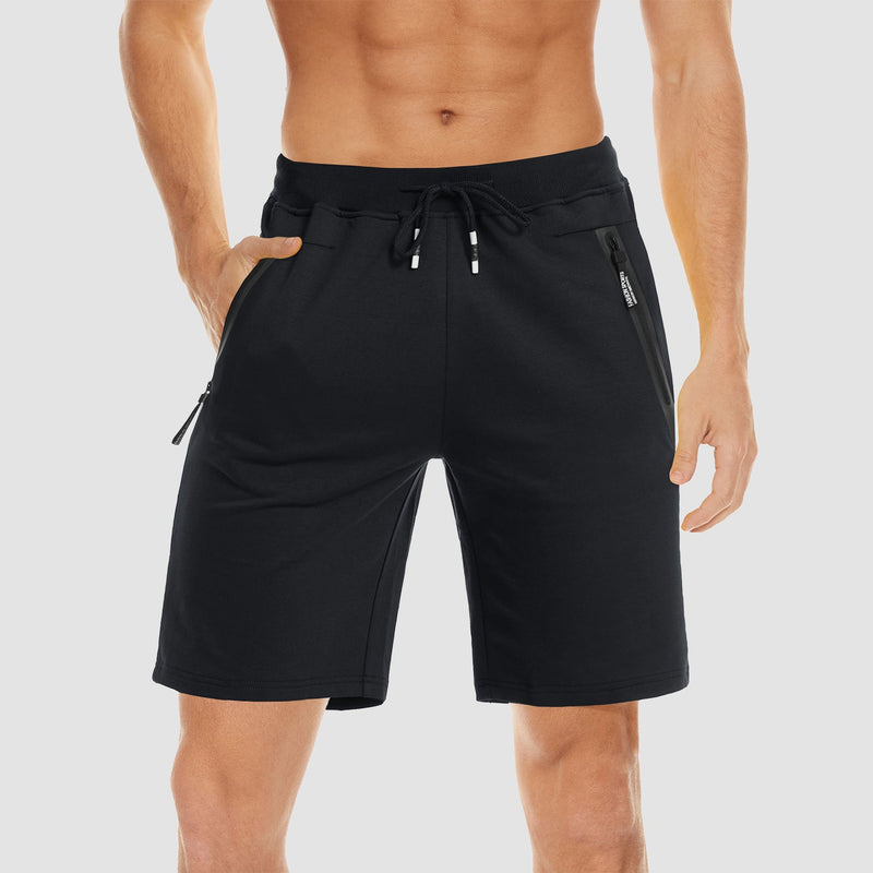 Men's Cotton Jogger Shorts - Elastic Waist, Zipper Pockets 7