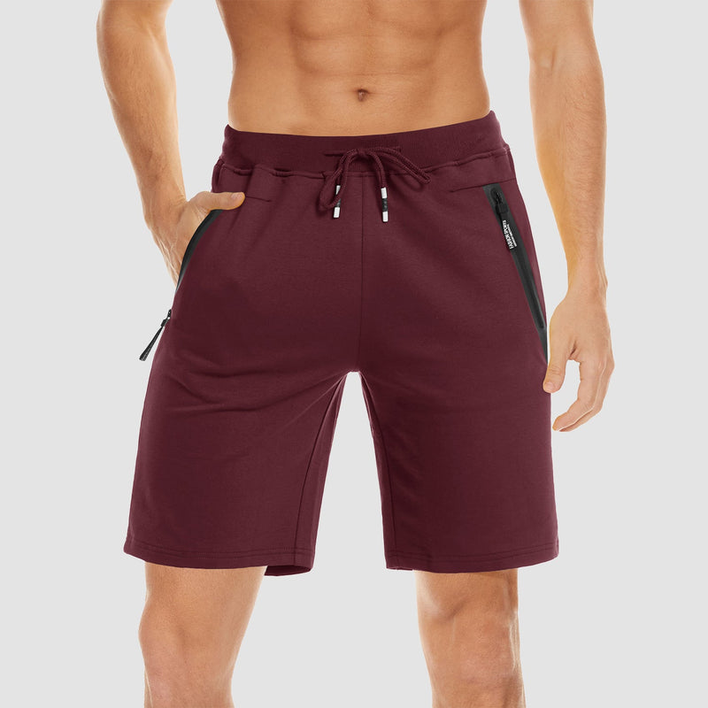 Men's Cotton Jogger Shorts - Elastic Waist, Zipper Pockets 8