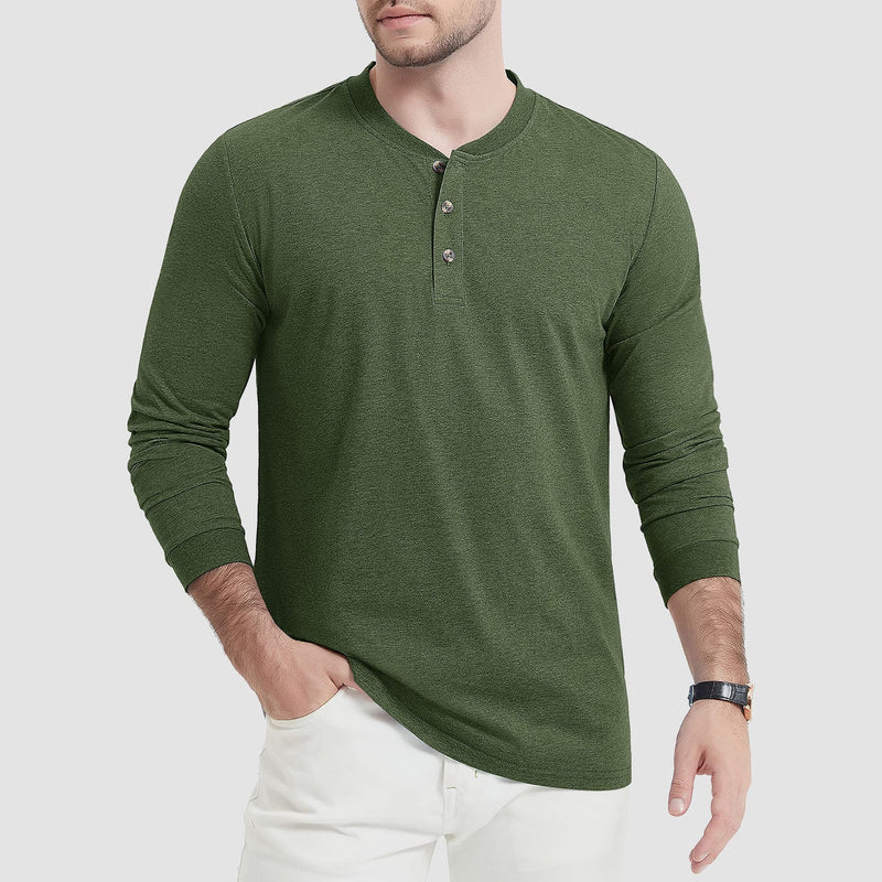 Men's Cotton Long Sleeve Henley Shirt, Casual Work Tee 10