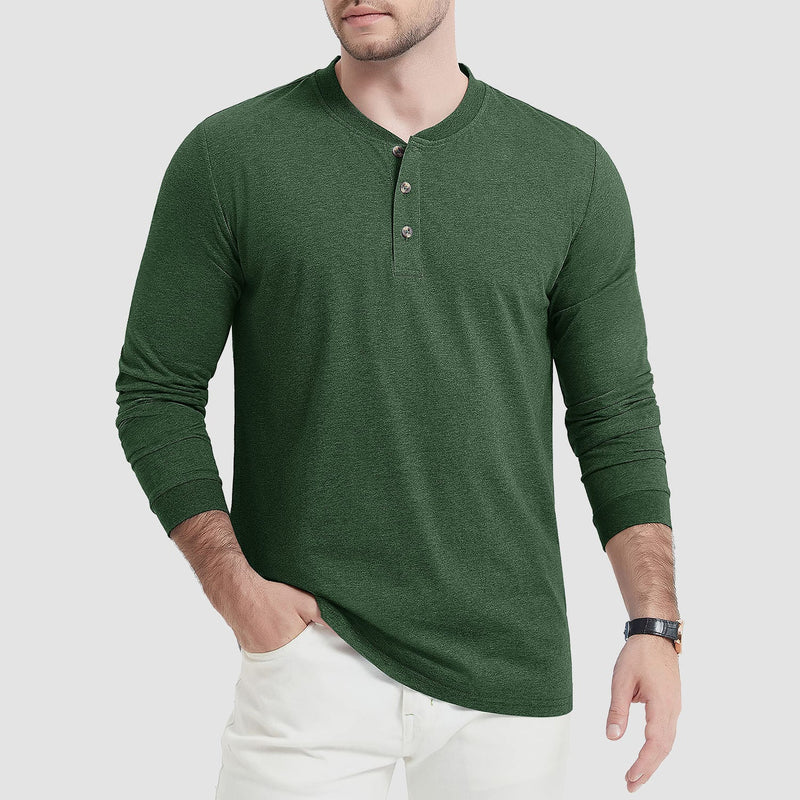 Men's Cotton Long Sleeve Henley Shirt, Casual Work Tee 11