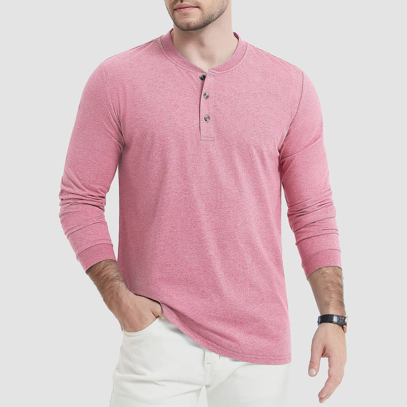 Men's Cotton Long Sleeve Henley Shirt, Casual Work Tee 13