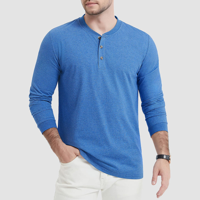 Men's Cotton Long Sleeve Henley Shirt, Casual Work Tee 17