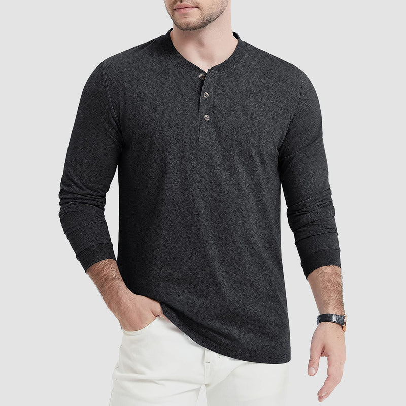 Men's Cotton Long Sleeve Henley Shirt, Casual Work Tee 22