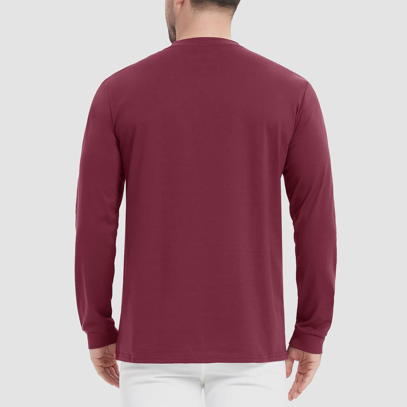 Men's Cotton Long Sleeve Henley Shirt, Casual Work Tee 3