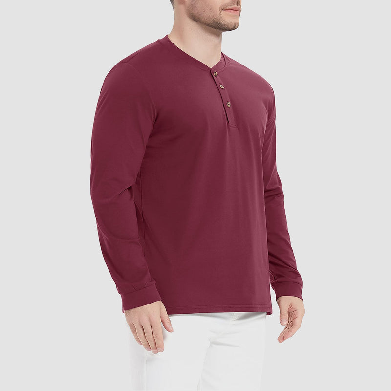 Men's Cotton Long Sleeve Henley Shirt, Casual Work Tee 5
