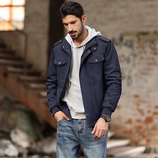 Men's Cotton Military Bomber  Lightweight Zip-Up Jacket