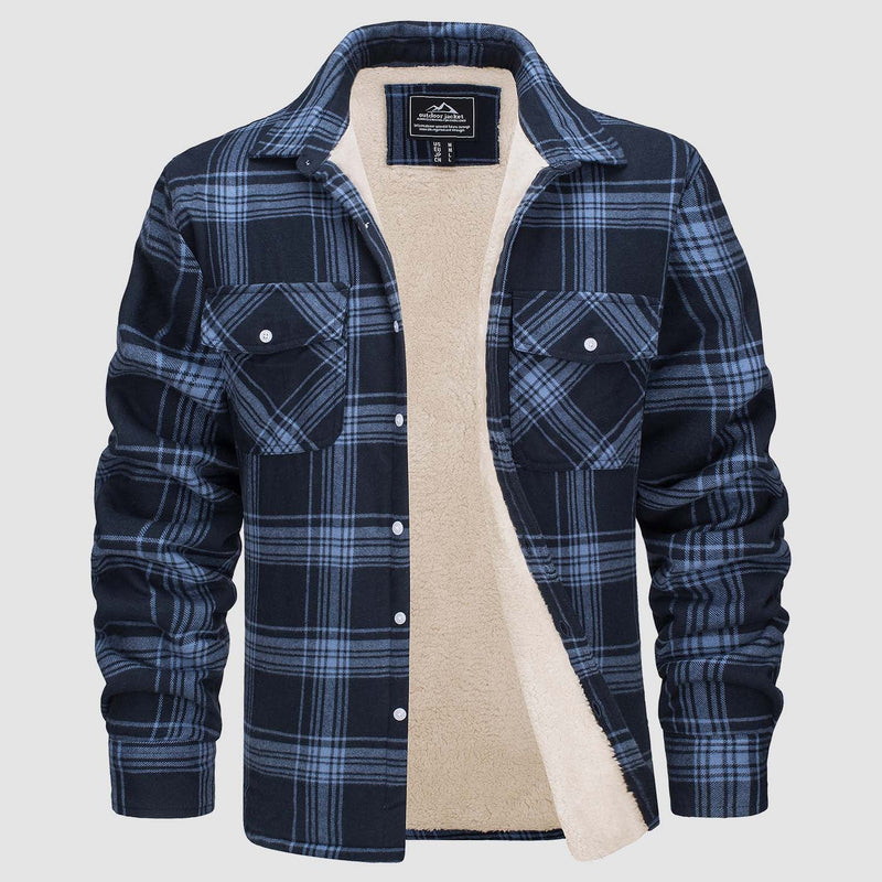 Men's Flannel Shirt Jacket - Fleece Lined Cotton Winter Coat