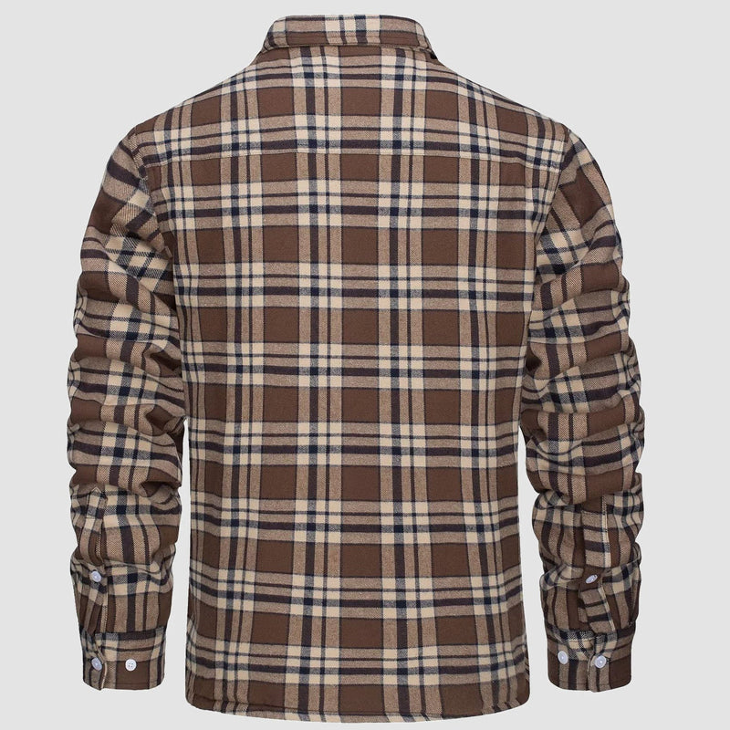 Men's Flannel Shirt Jacket - Fleece Lined Cotton Winter Coat