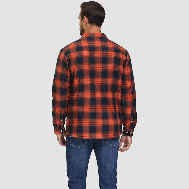 Men's Flannel Shirt Jacket - Fleece Lined Cotton Winter Coat