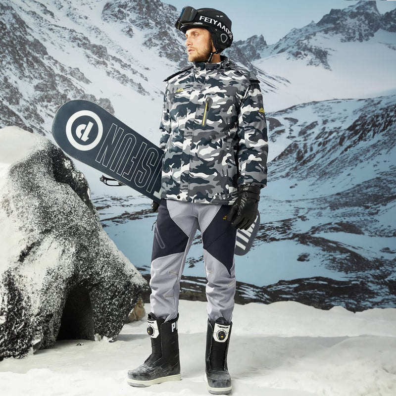 Men's Fleece-Lined Waterproof Snow Pants with Zip Pockets 10
