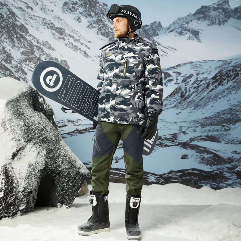 Men's Fleece-Lined Waterproof Snow Pants with Zip Pockets 6