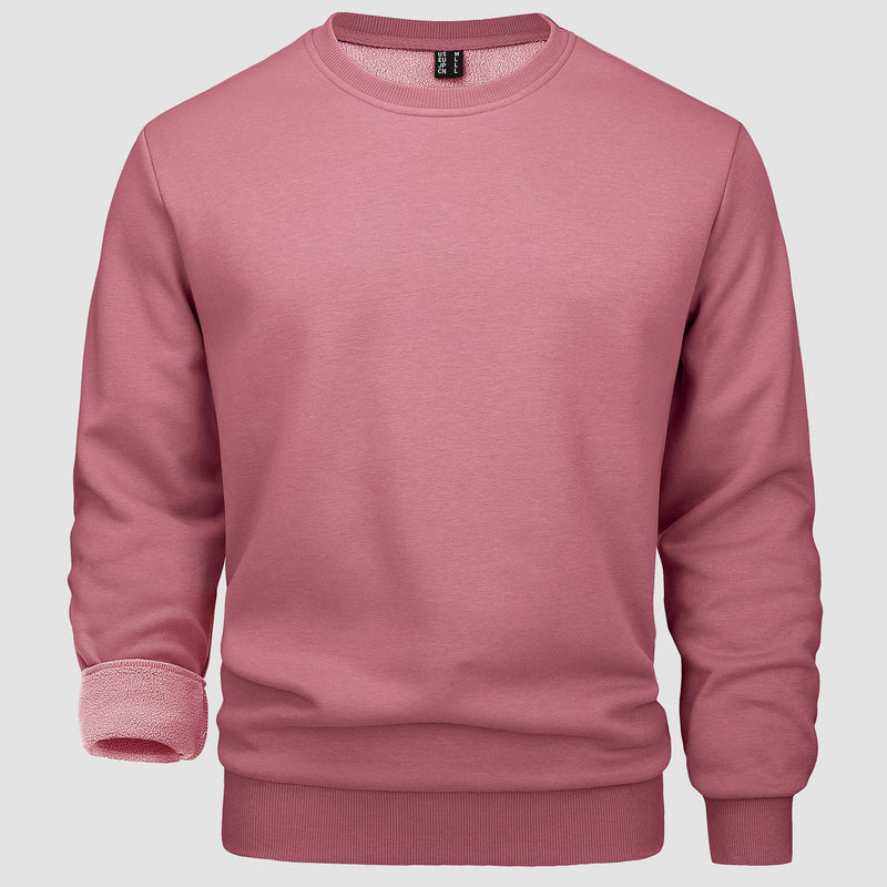 Men's Fleece Crewneck Sweatshirt - Warm Lilac Pullover 11