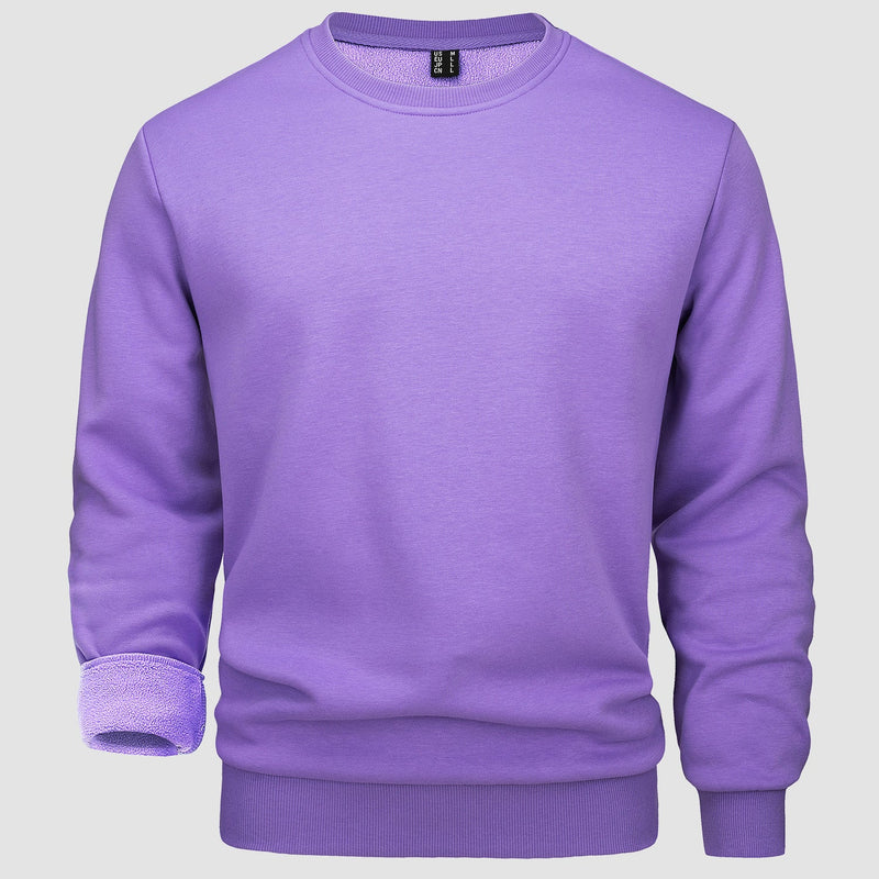 Men's Fleece Crewneck Sweatshirt - Warm Lilac Pullover 2