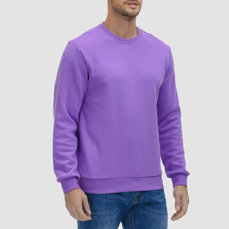 Men's Fleece Crewneck Sweatshirt - Warm Lilac Pullover 3