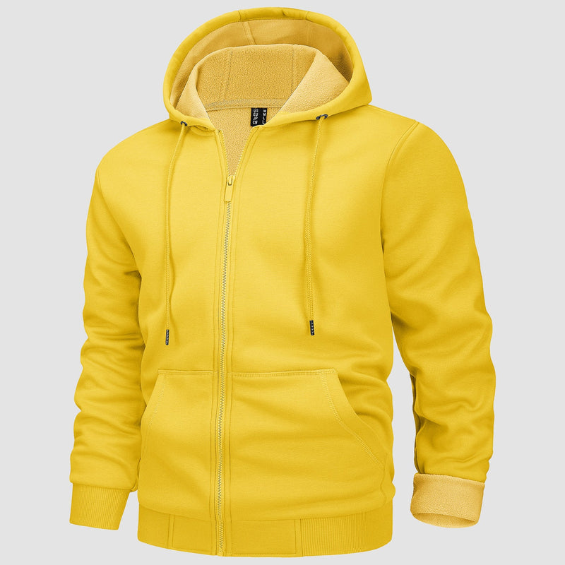 Men's Fleece Hoodie Bomber Jacket - Zip Up Sweatshirt