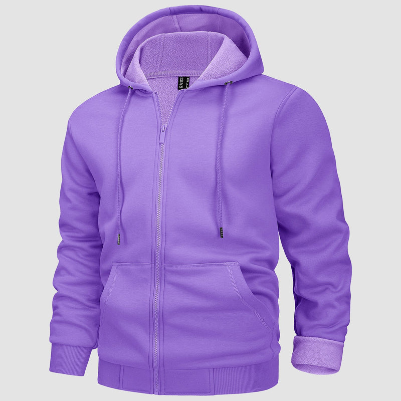 Men's Fleece Hoodie Bomber Jacket - Zip Up Sweatshirt