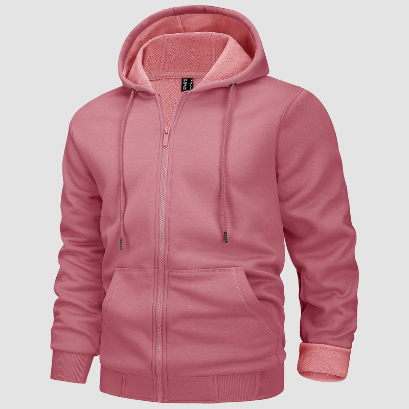 Men's Fleece Hoodie Bomber Jacket - Zip Up Sweatshirt