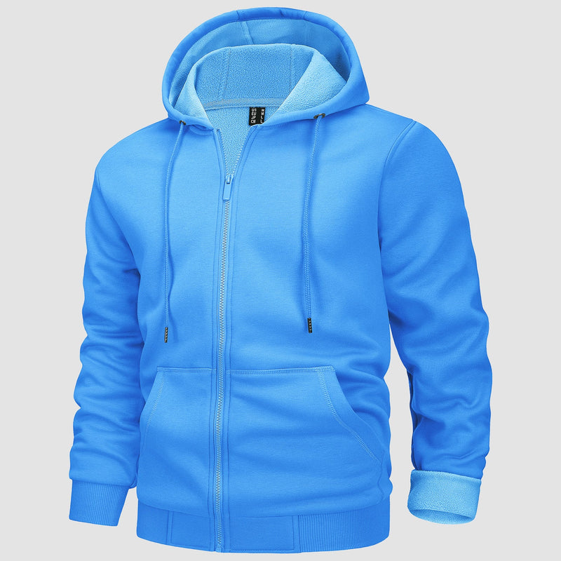 Men's Fleece Hoodie Bomber Jacket - Zip Up Sweatshirt