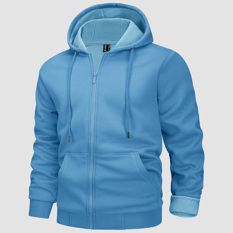 Men's Fleece Hoodie Bomber Jacket - Zip Up Sweatshirt