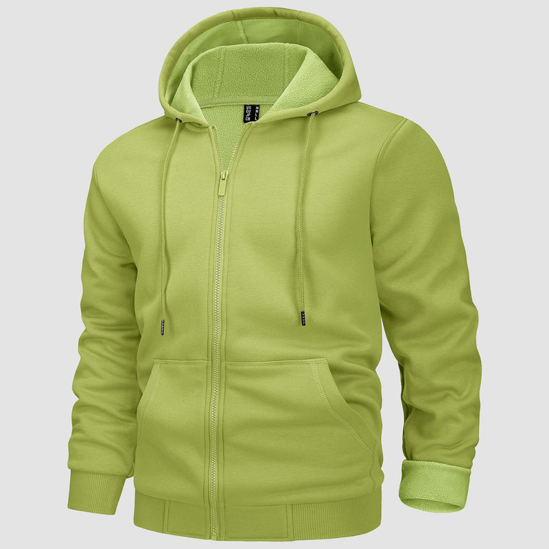 Men's Fleece Hoodie Bomber Jacket - Zip Up Sweatshirt