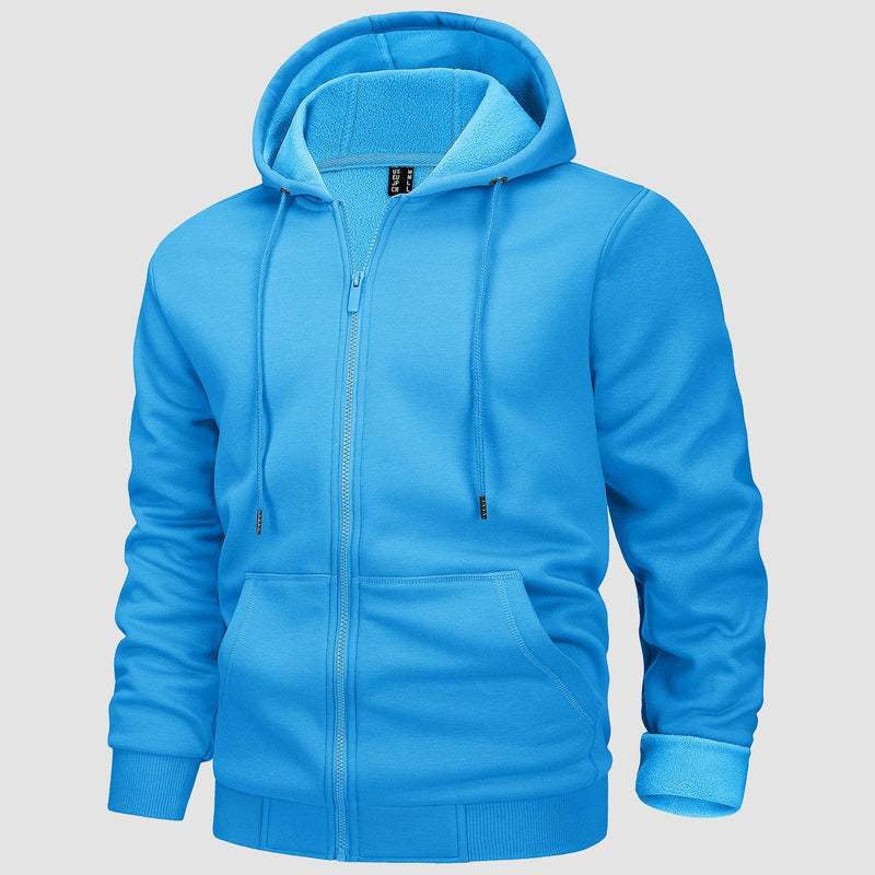 Men's Fleece Hoodie Bomber Jacket - Zip Up Sweatshirt