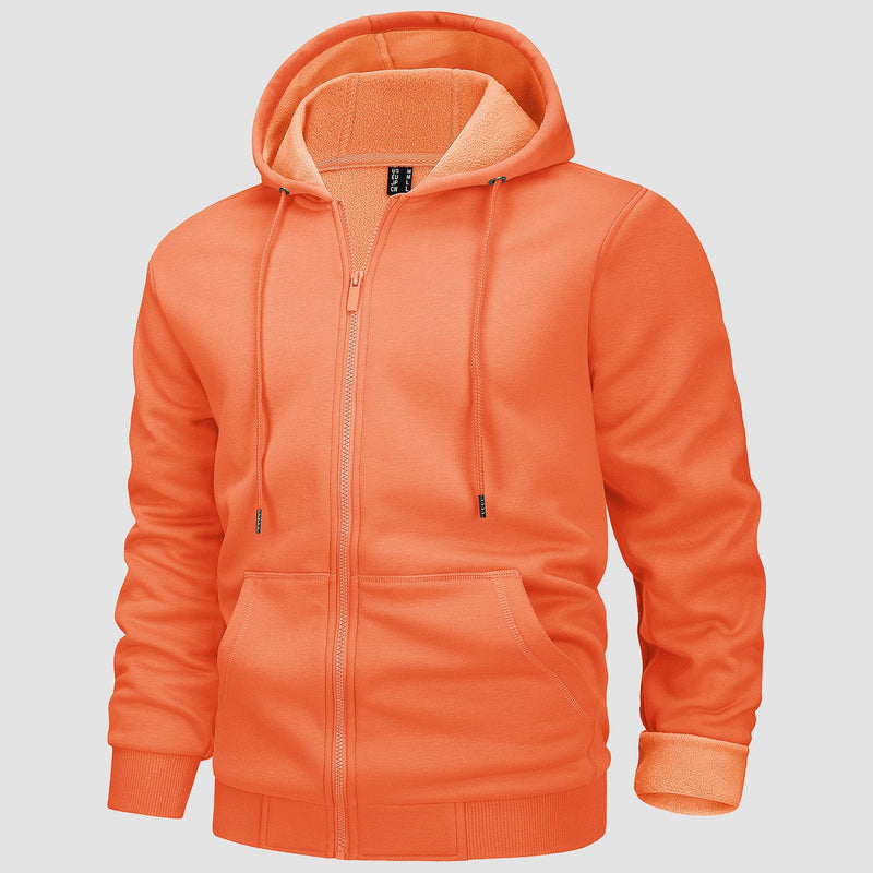 Men's Fleece Hoodie Bomber Jacket - Zip Up Sweatshirt