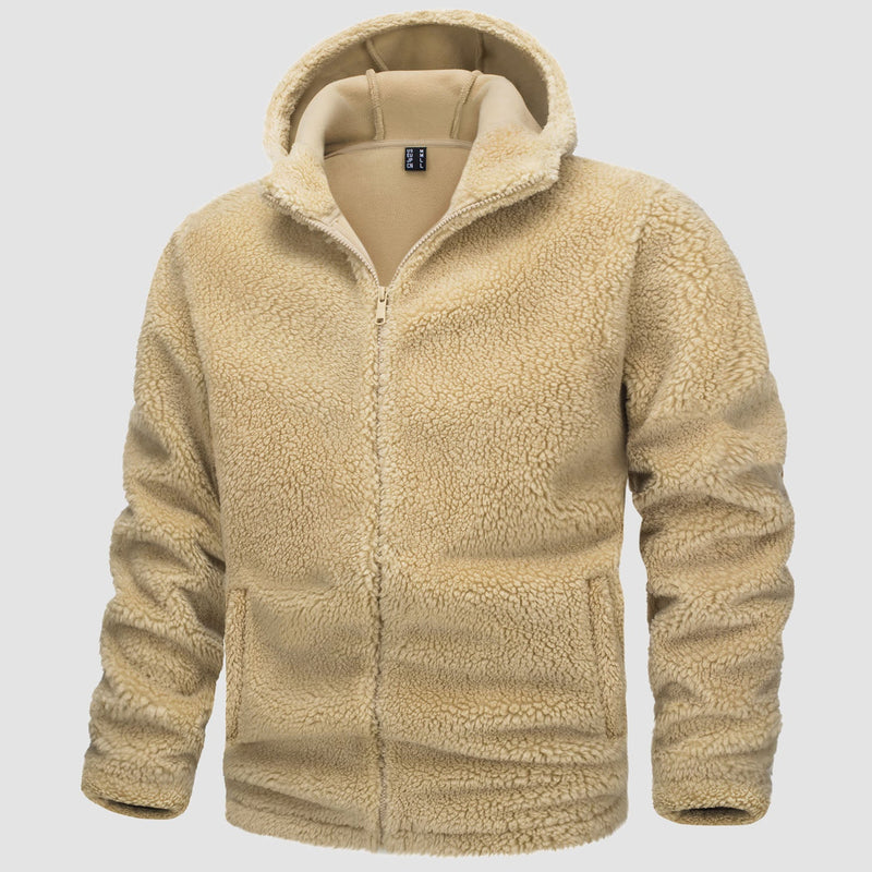 Men's Fleece Hoodie Sherpa Jacket Full Zip  with 4 Pockets