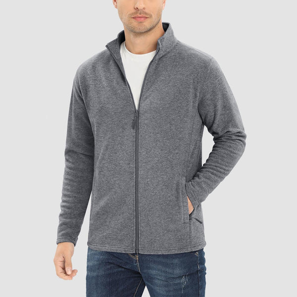 Men's Fleece Jacket Zip Up Stand Collar Coat 1