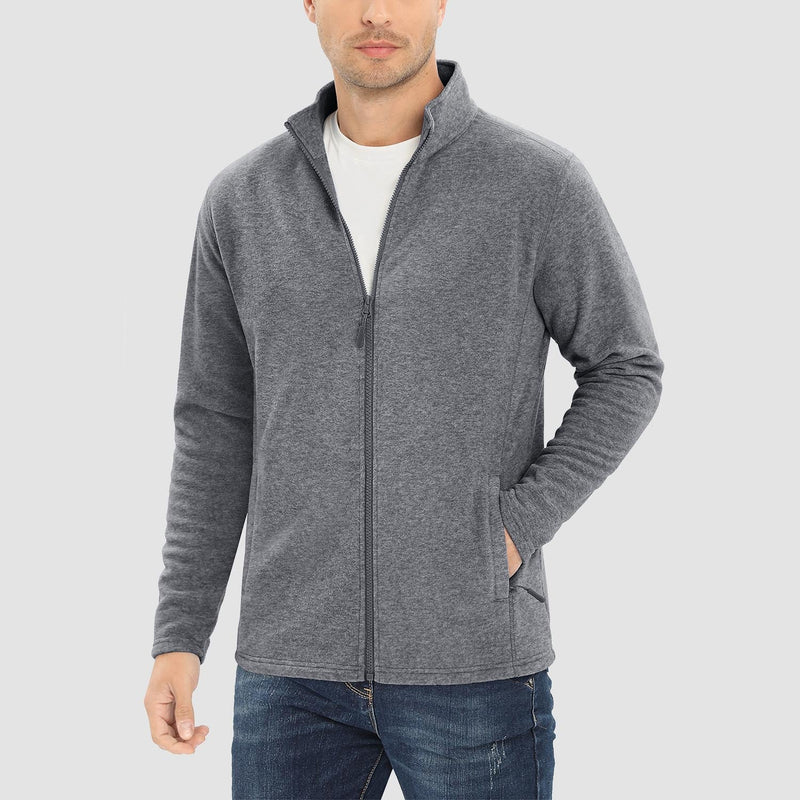 Men's Fleece Jacket Zip Up Stand Collar Coat 1