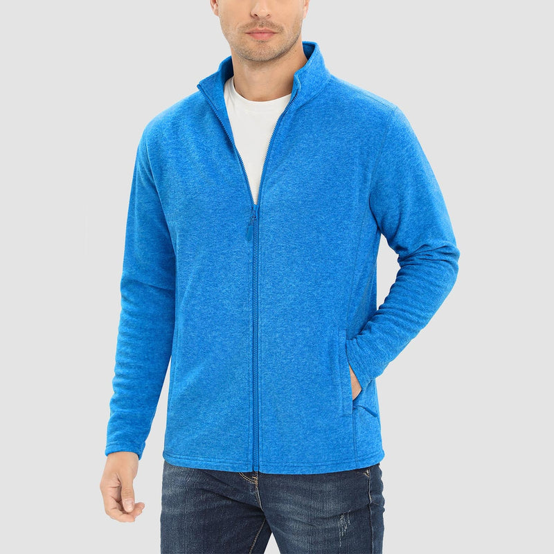 Men's Fleece Jacket Zip Up Stand Collar Coat 3