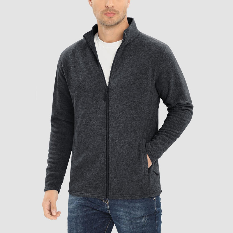 Men's Fleece Jacket Zip Up Stand Collar Coat 4
