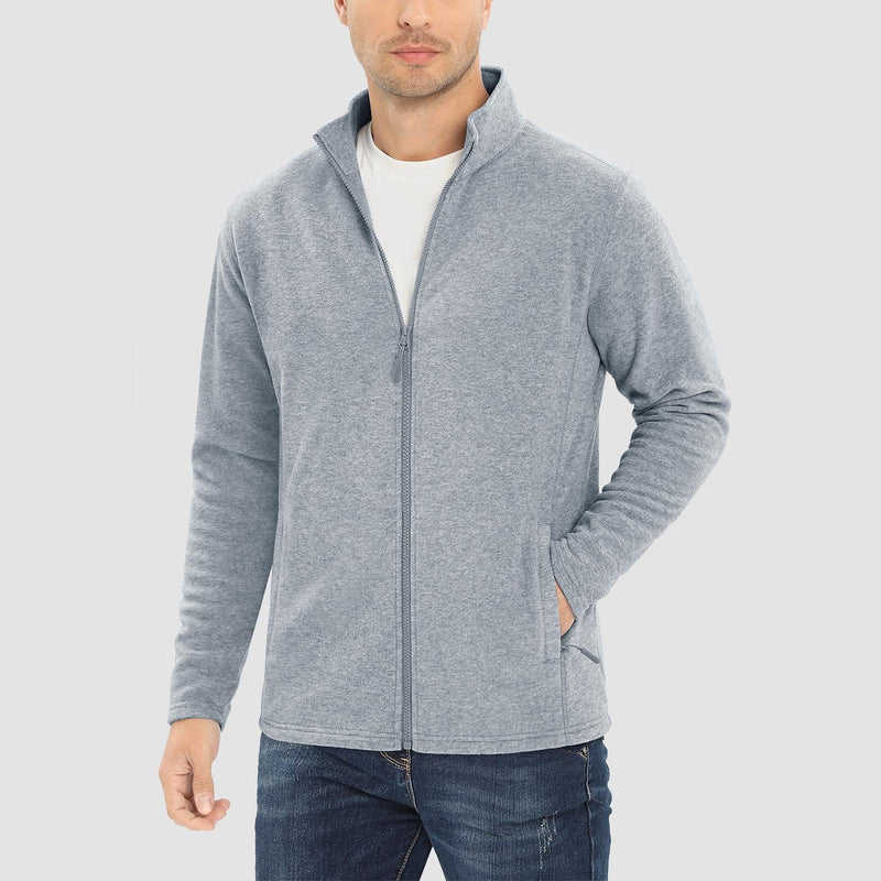Men's Fleece Jacket Zip Up Stand Collar Coat 9
