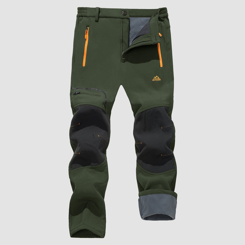 Men's Fleece Lined Softshell Pants Water Resistant Ski Pants 0