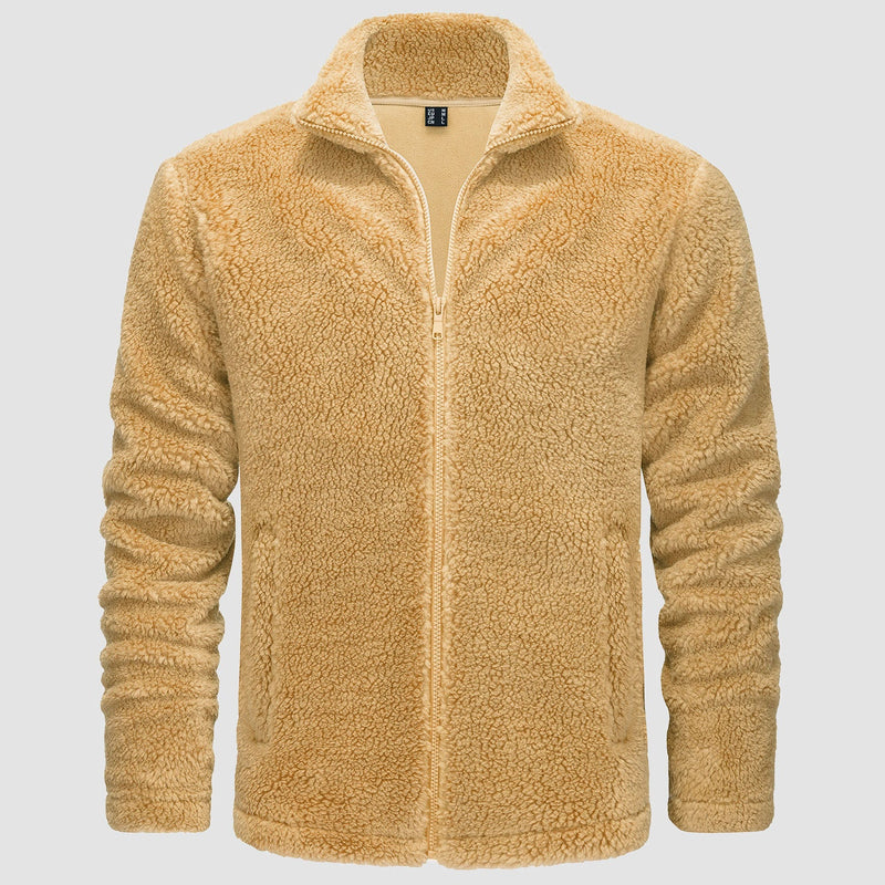 Men's Fluffy Sherpa Fleece Jacket Full Zip Casual Winter Outwear