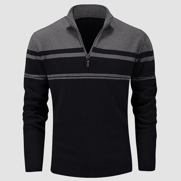 Men's Half Zipper Pullover Sweater Slim Fit Knitted Sweatshirt 0