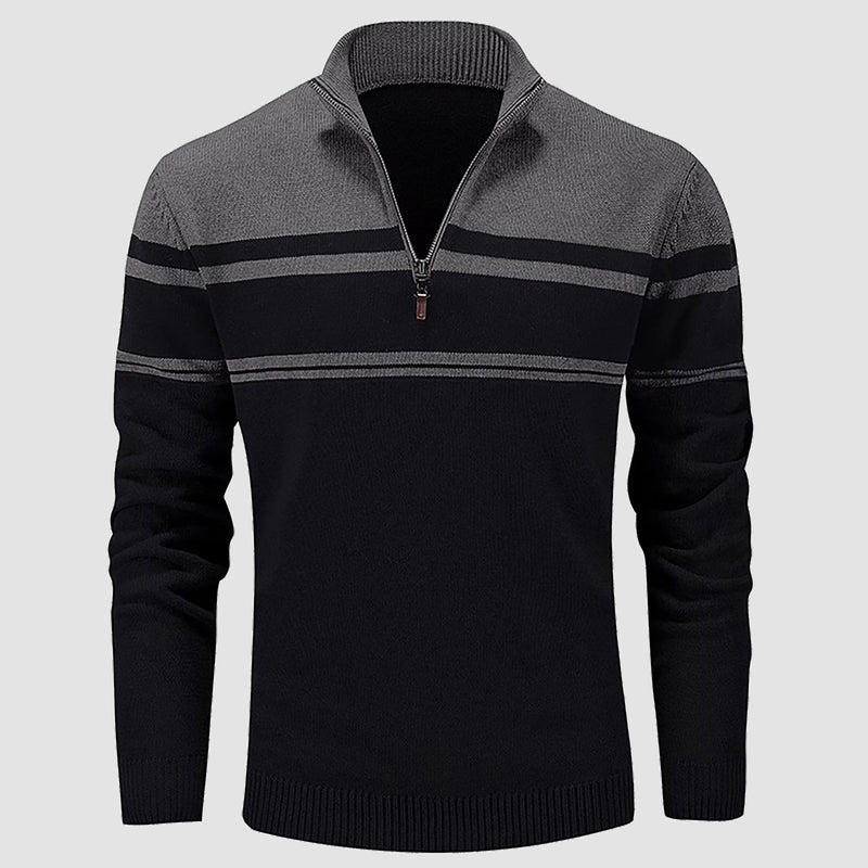 Men's Half Zipper Pullover Sweater Slim Fit Knitted Sweatshirt 0