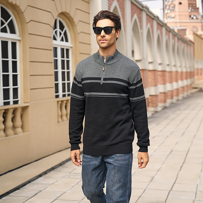 Men's Half Zipper Pullover Sweater Slim Fit Knitted Sweatshirt 4