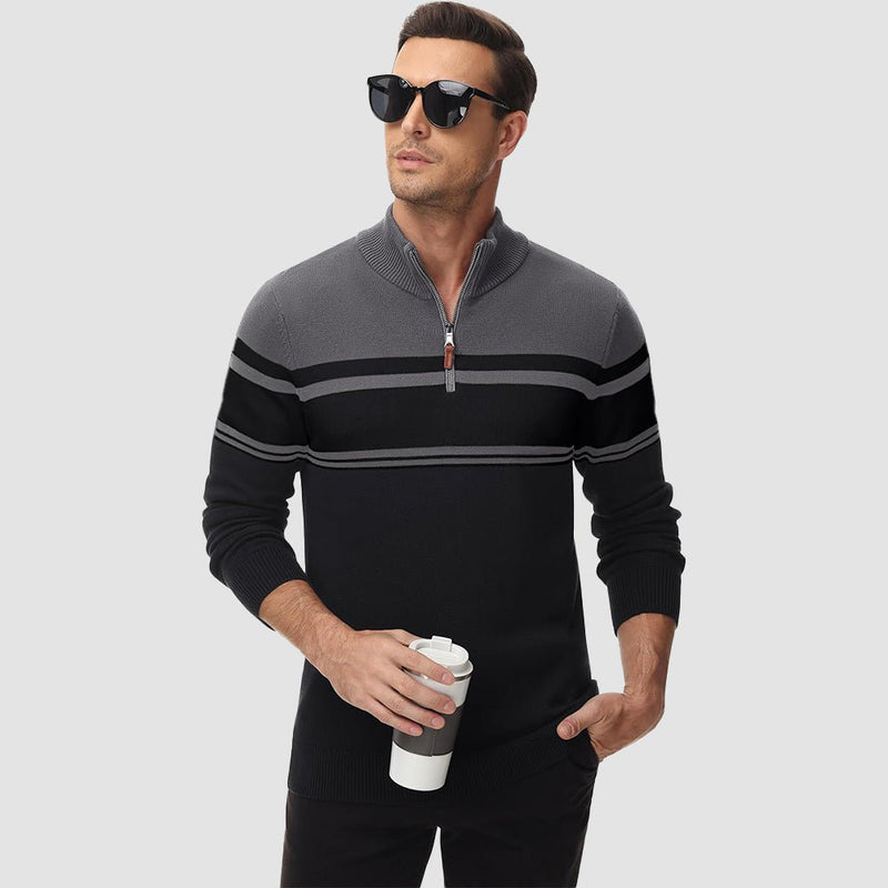 Men's Half Zipper Pullover Sweater Slim Fit Knitted Sweatshirt 6