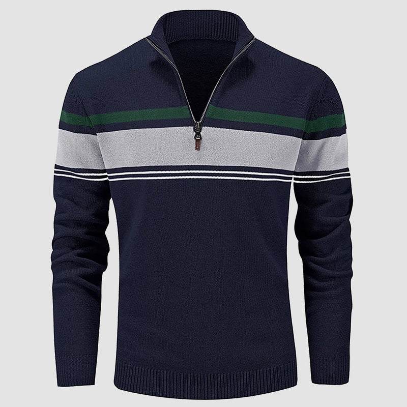 Men's Half Zipper Pullover Sweater Slim Fit Knitted Sweatshirt 9