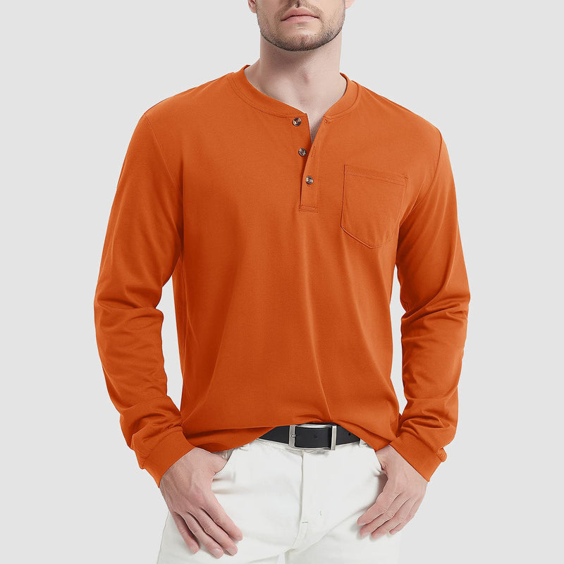 Men's Henley Shirt Cotton Long Sleeve Shirts 13