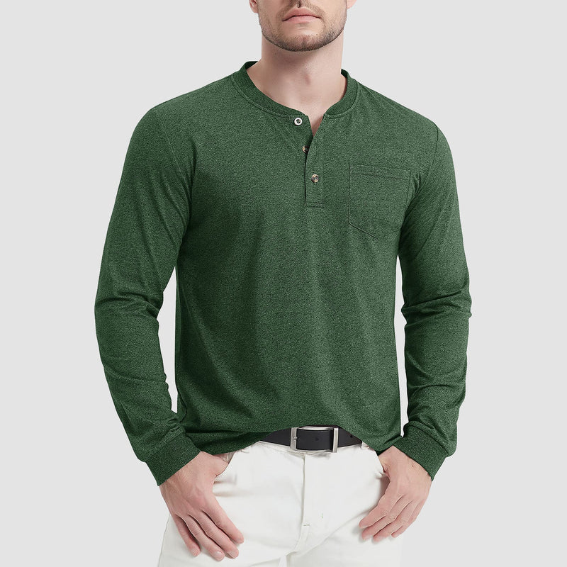 Men's Henley Shirt Cotton Long Sleeve Shirts 15