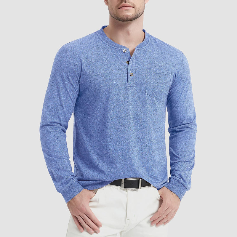 Men's Henley Shirt Cotton Long Sleeve Shirts 16