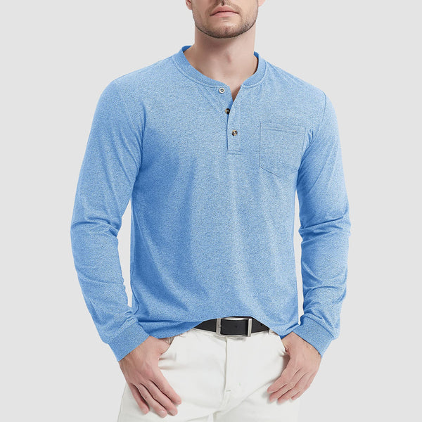Men's Henley Shirt Cotton Long Sleeve Shirts 1