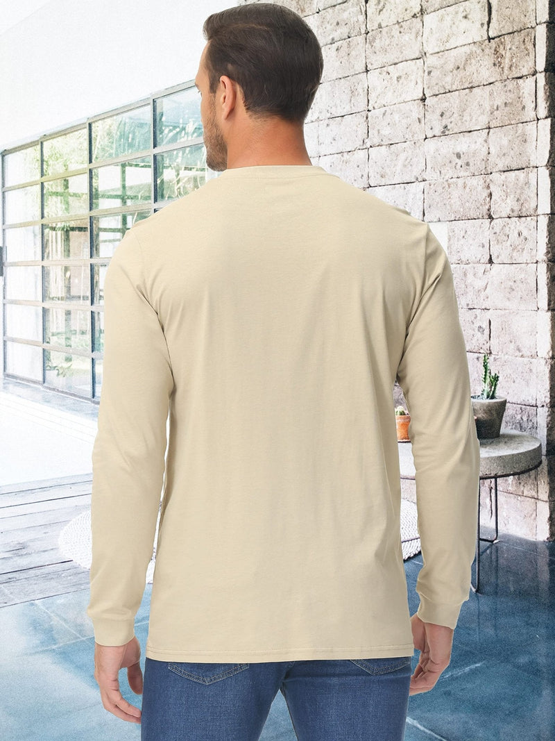 Men's Henley Shirt Cotton Long Sleeve Shirts 5