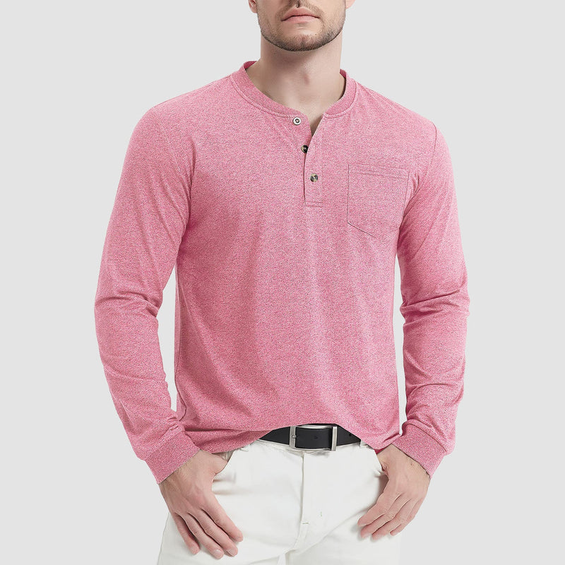 Men's Henley Shirt Cotton Long Sleeve Shirts 9
