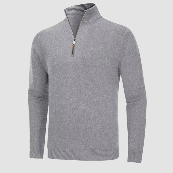Men's Knitted Turtleneck Sweater - 1/4 Zip Pullover 0