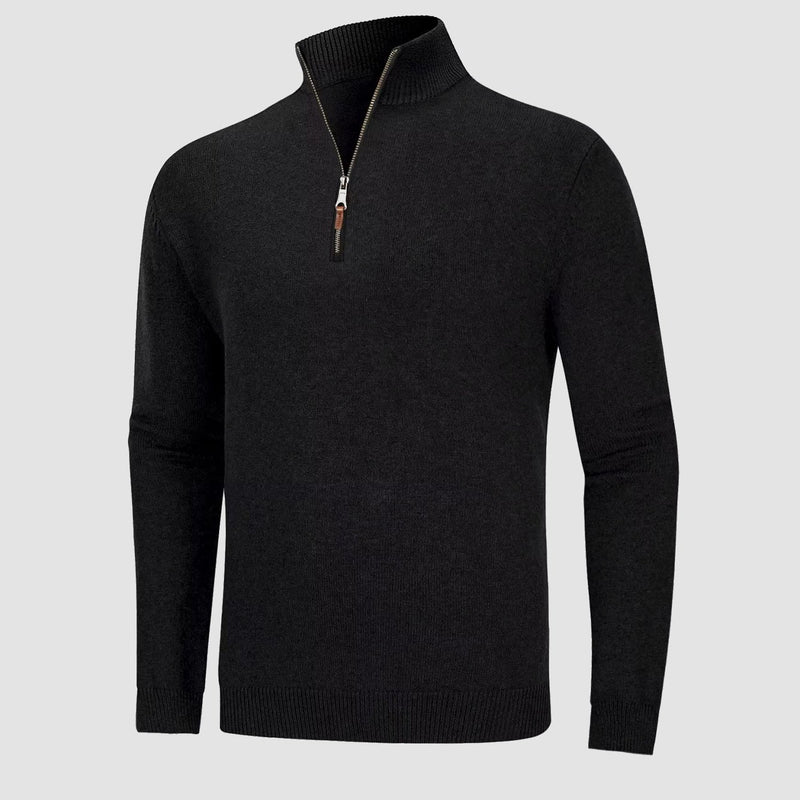 Men's Knitted Turtleneck Sweater - 1/4 Zip Pullover 2