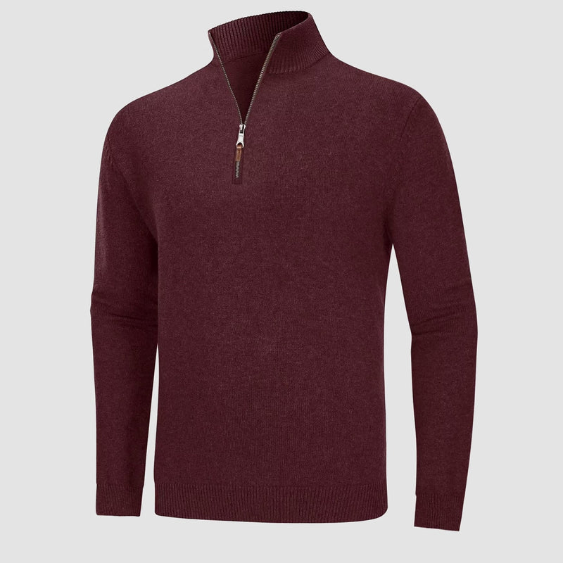 Men's Knitted Turtleneck Sweater - 1/4 Zip Pullover 4