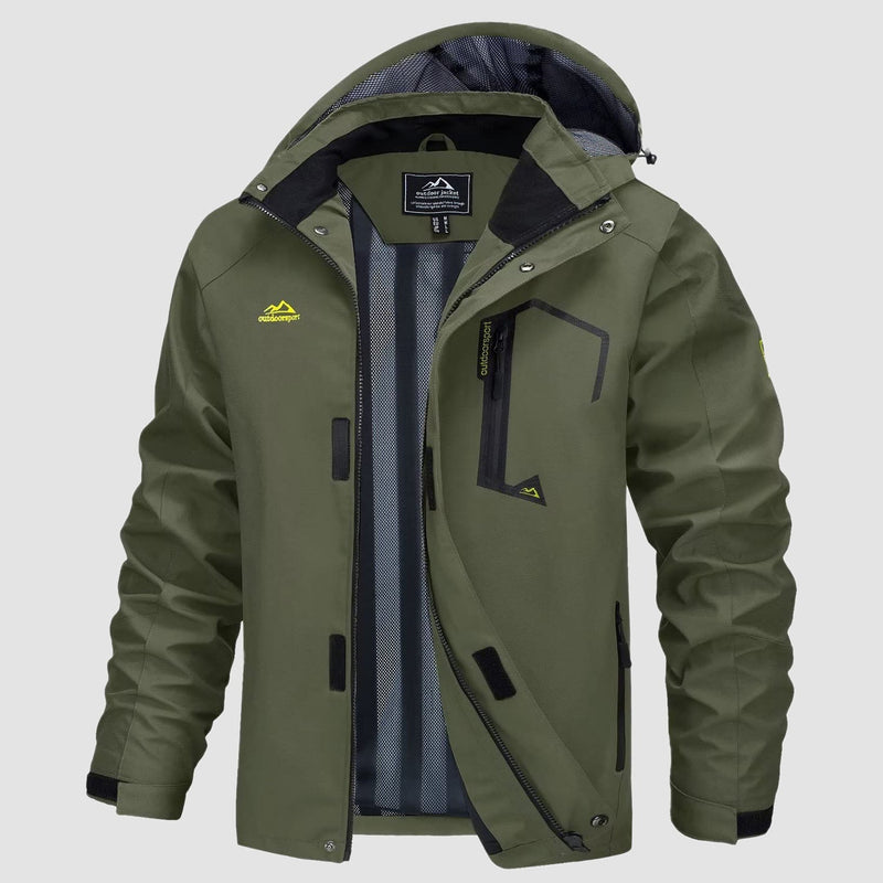 Men's Lightweight Rain Jacket with Detachable Hood for Hiking