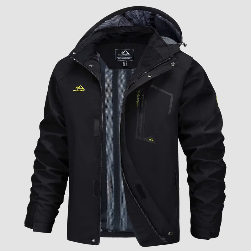 Men's Lightweight Rain Jacket with Detachable Hood for Hiking